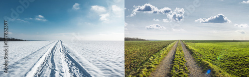 Wechsel der Jahreszeit von winter zu Frühling