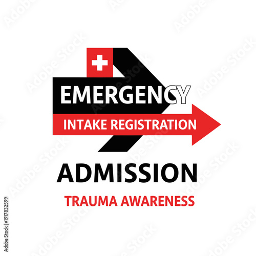 Emergency Room Admission Intake Registration Sign Illustrating Medical Trauma Awareness Concepts