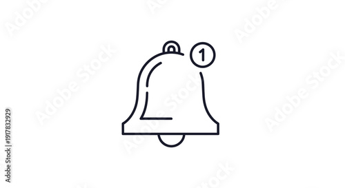 Notification Bell Icon with Number One.