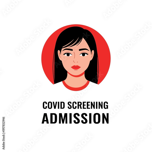 Essential Covid Screening Admission Logo Design Featuring a Woman's Portrait Illustration