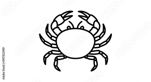 Simple Black and White Crab Illustration.