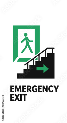 Essential Emergency Exit Signage Depicting Directional Guidance And Safety Measures