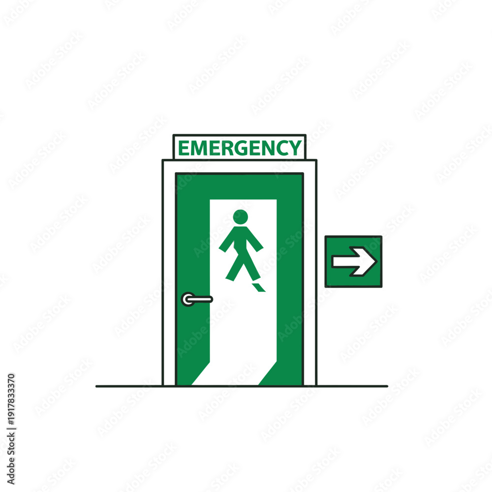 Fototapeta premium Essential Emergency Exit Signage Illustrating Escape Route, Safety Guidance, and Evacuation Protocol