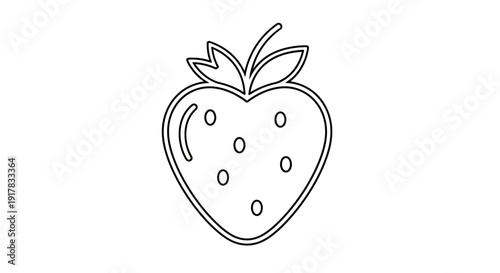Simple Line Drawing of a Strawberry.