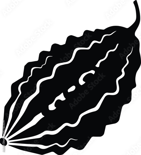 silhouette bitter melon fruit exotic healthy organic food vegetable vector design