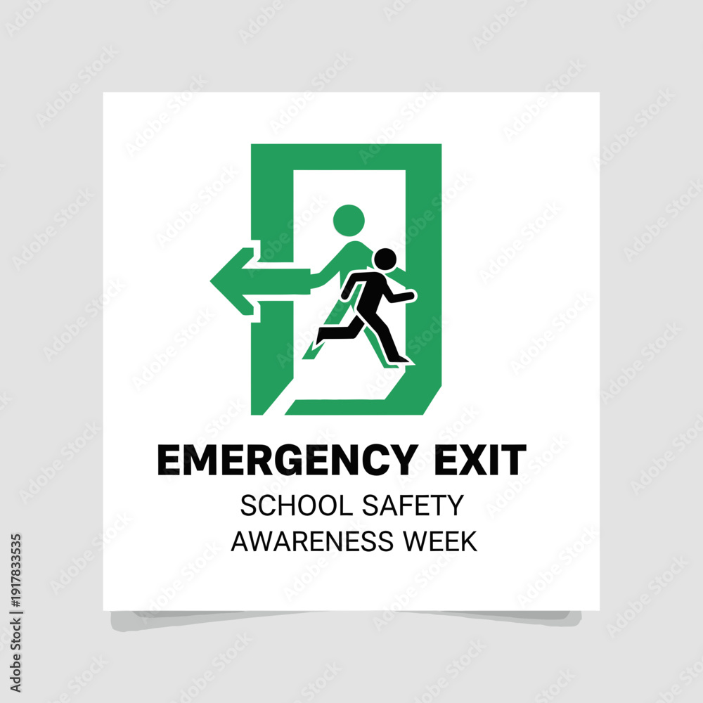 Fototapeta premium Essential Emergency Exit Signage for School Safety Awareness Week Visual Communication Concept