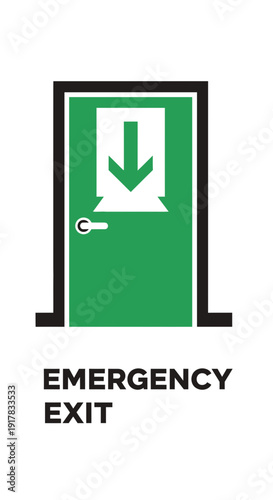 Essential Emergency Exit Symbol: Green Door Sign Indicating Safety and Escape Route
