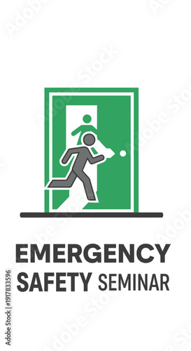 Essential Emergency Safety Seminar Signage: Swift Exit Symbol for Crisis Situations Display