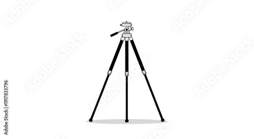 Camera Tripod with Camera Mounted on Top.