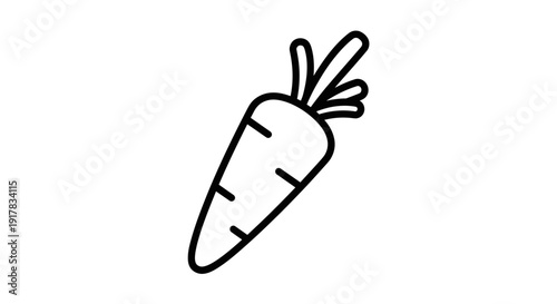 Simple Black Line Drawing of Carrot 1.