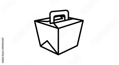 Simple Line Drawing of Takeout Container.