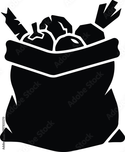 silhouette full bag of fresh organic vegetables harvest vector design
