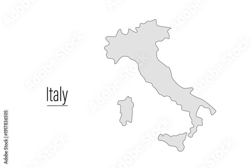 Italy country contour map, shape of country. Map silhouette of European country, state in EU. Drawing background. Traveling, education, journey. Country drawing background. Vector illustration
