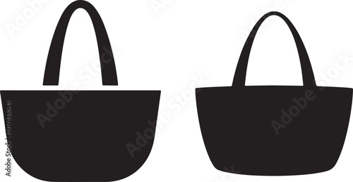 Two tote bags vector illustration, simple shopping bag icons