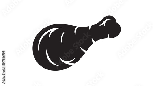 Grilled chicken leg piece drumstick silhouette food icon