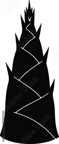 silhouette stylized bamboo shoot isolated on white background vector design