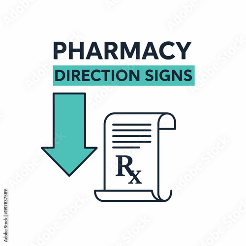 Essential Pharmacy Directional Signage For Medicine Prescription Guidance And Healthcare Location