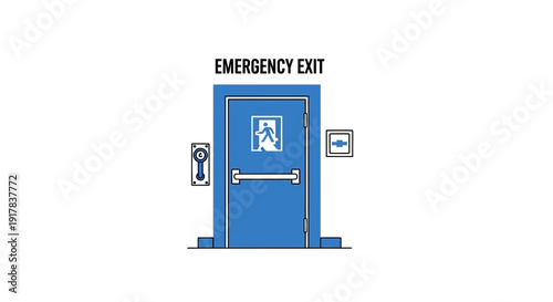 Essential Safety: Emergency Exit Door Graphic Depicting Escape Route Symbol