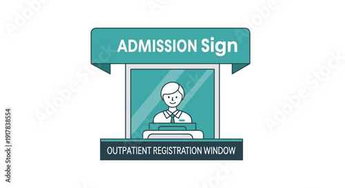 Hospital Admission And Outpatient Registration Signage Illustration Minimalist Concept Design
