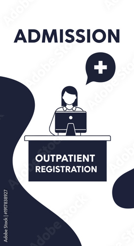 Hospital Admission Process and Outpatient Registration Representation with Modern Illustration