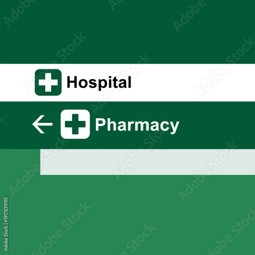 Hospital and Pharmacy Signage: Directional Guidance and Medical Facility Indicators