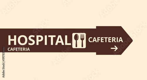 Hospital Cafeteria Sign Showing Direction Towards Food and Beverage Services