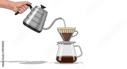 Pouring Coffee into Brewer.