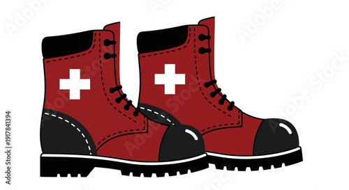 Red Medical Hiking Boots.
