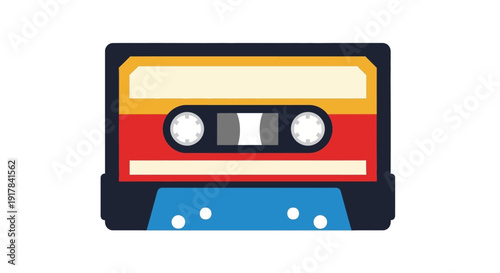 Retro Cassette Tape Icon.