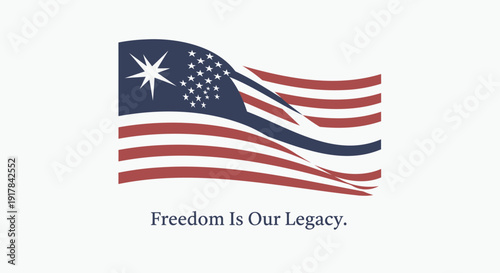 Patriotic American flag icon with freedom quote, vector illustration.