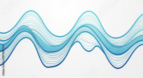 A blue wavy line vector graphic with multiple layers and a white background
