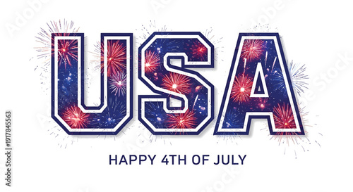 Patriotic USA Happy 4th of July celebration vector graphic