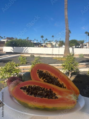 Obraz na plátně papaya , fruta , vitamina , isla , comer , sano ,  zumo n