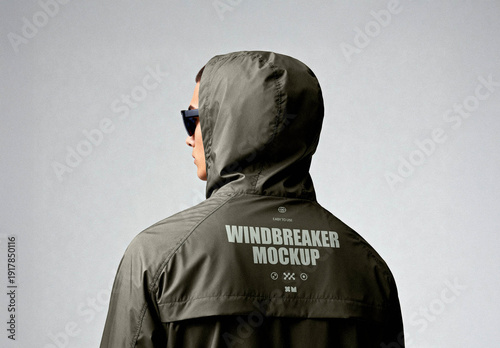 Back-View Windbreaker Mockup