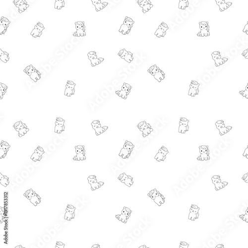Seamless pattern of gray pony doodles arranged in clean repeat for children’s apparel and home decor.