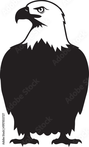 Eagle head silhouette vector illustration profile view of majestic bird predatory line art