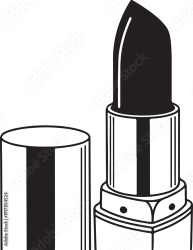riginal name(s): black white lipstick cosmetic product opened with cap off in simple studio setting beauty fashion style illustration makeup advertising promotion presentation
