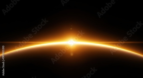 A radiant sunrise over the horizon with a glowing light illuminating the sky