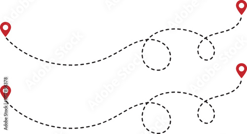 path route red location point icon set vector illustration art