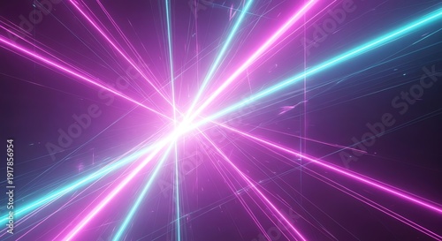 Abstract light rays burst from central point