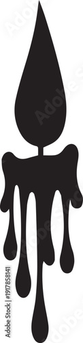 Dripping candle flame silhouette vector illustration line art graphic element for memorial observance