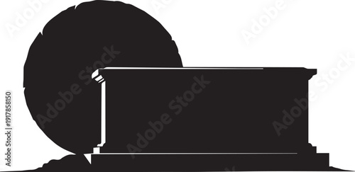 Empty tomb silhouette illustration with stone vector art