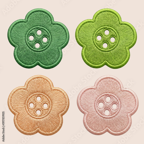 Embroidered Flower Buttons and Patches Collection
