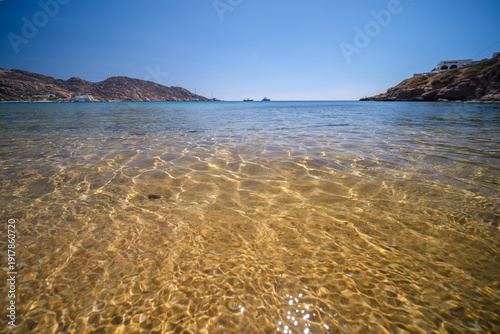 The stunning turquoise sandy dream beach of Kolitsani in Ios Cyclades Greece