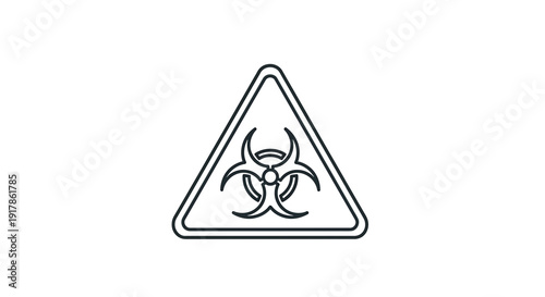 Biohazard Symbol Warning Sign, Danger Alert, Contamination Hazard, Medical Risk, Black and White