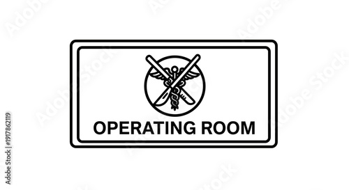 Operating Room Sign with Medical Caduceus Symbol and Surgical Instruments
