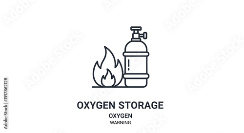 Oxygen Tank and Fire Icon - Medical Health Warning Symbol