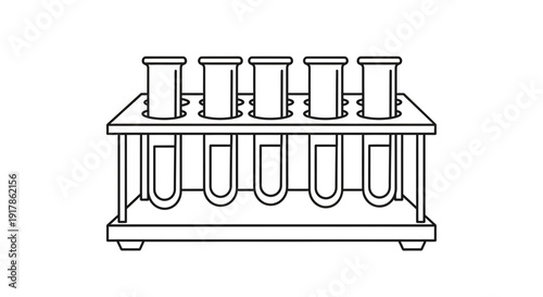Scientific Test Tubes in Rack, Laboratory Equipment, Research, Science, Medical, Health, Black and White