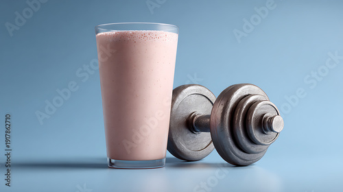 A diet protein shake next to a dumbbell (1)