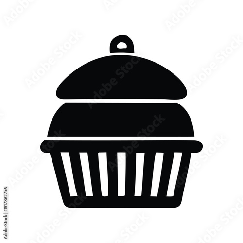 Stylized graphic illustration of a delicious cupcake, representing a sweet treat or bakery item. Perfect for menus, icons, or dessert-themed designs